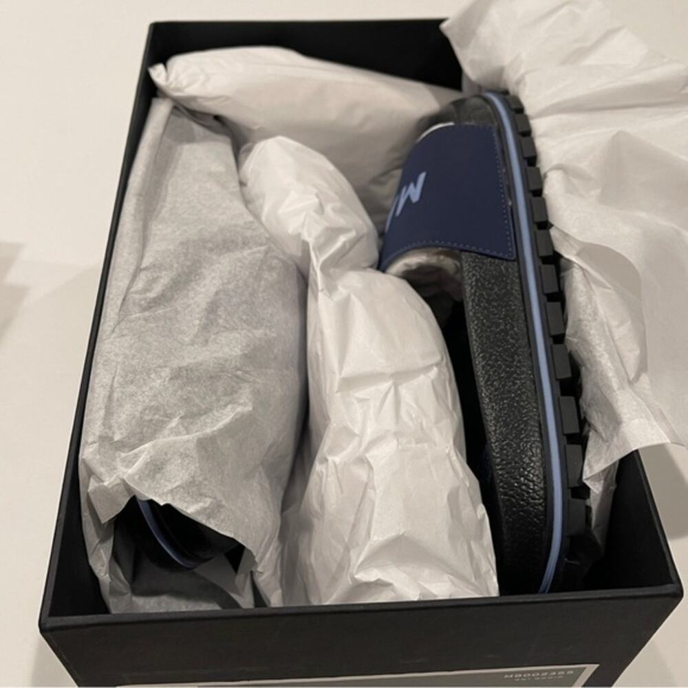 Marc Jacobs The Slide Sandals Navy Blue Logo Women Size US 5 EU 35 Comfy NEW‎ - Picture 7 of 16